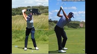 Justin Thomas golf swing  Long Iron faceon amp downtheline July 2017 [upl. by Derward440]